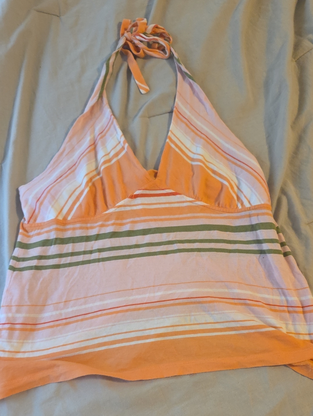 J. Crew Orange and Pink Striped Halter Camisole
